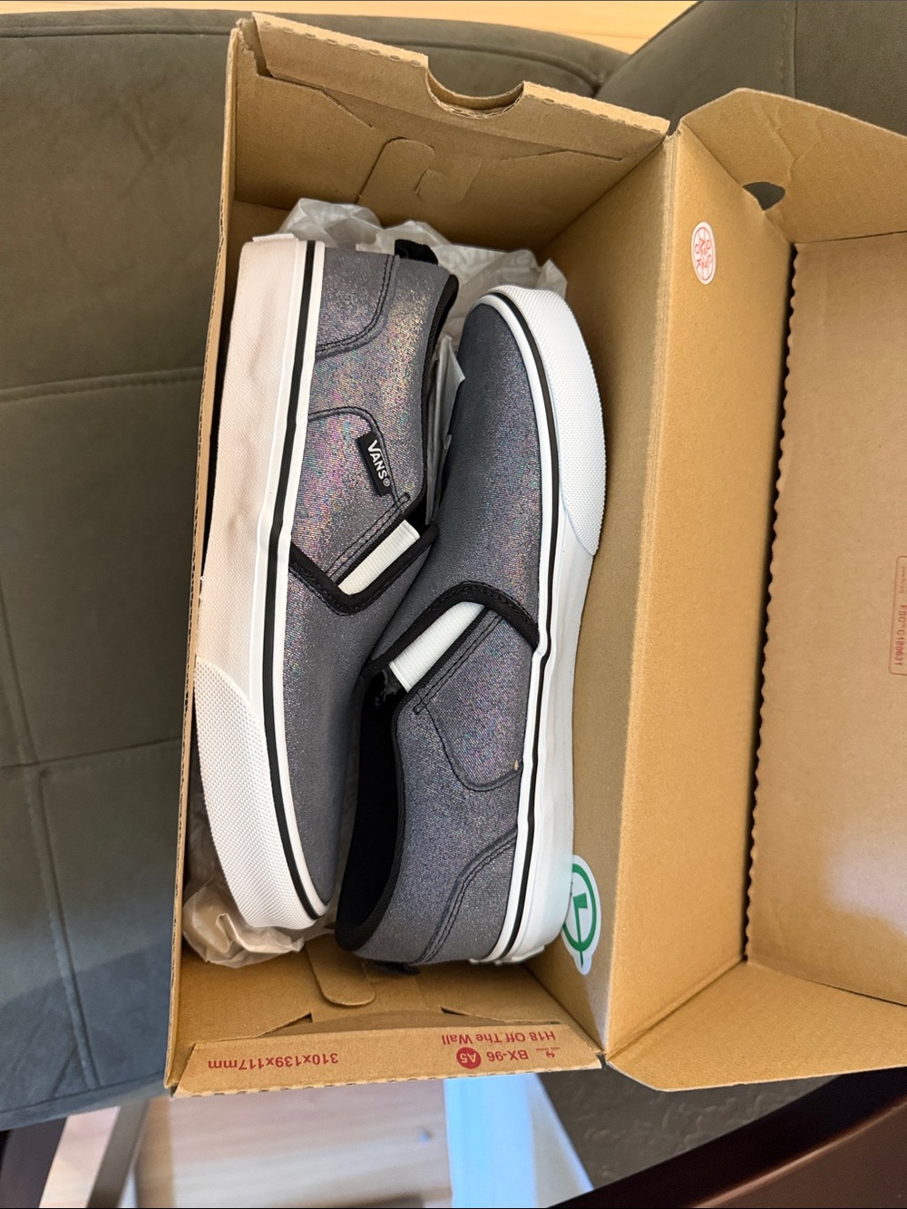 Vans Kids Slip-On Sneakers in Iridescent Gray
